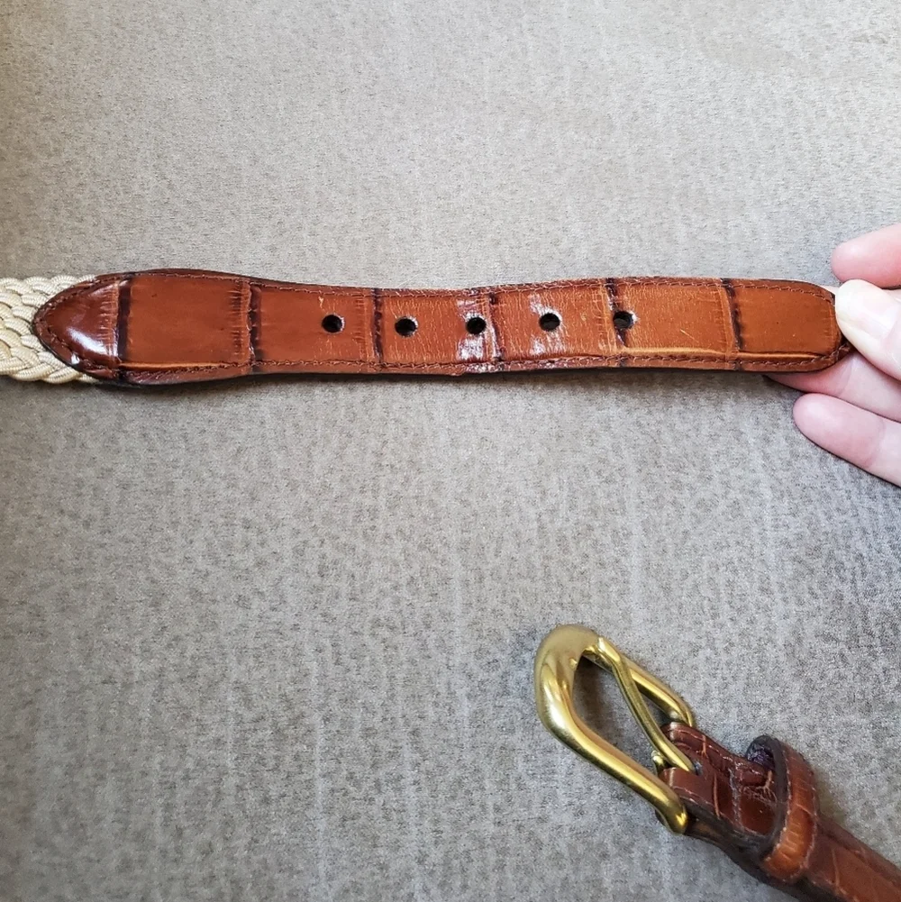 Brighton Elastic Cord w/ Croco Belt croco-embossed leather In Beige Size 34